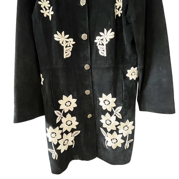 Max & Lily Vintage Fully Lined Suede Leather Floral Embroidered Jacket Sz L - Picture 5 of 9
